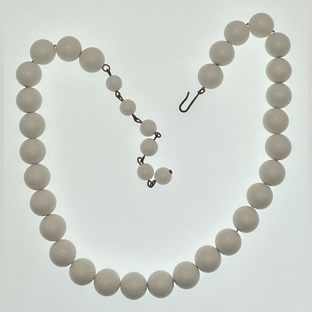 3 for $30 Vintage White Acrylic Bead Necklace Choker on a Gold Tone Chain
